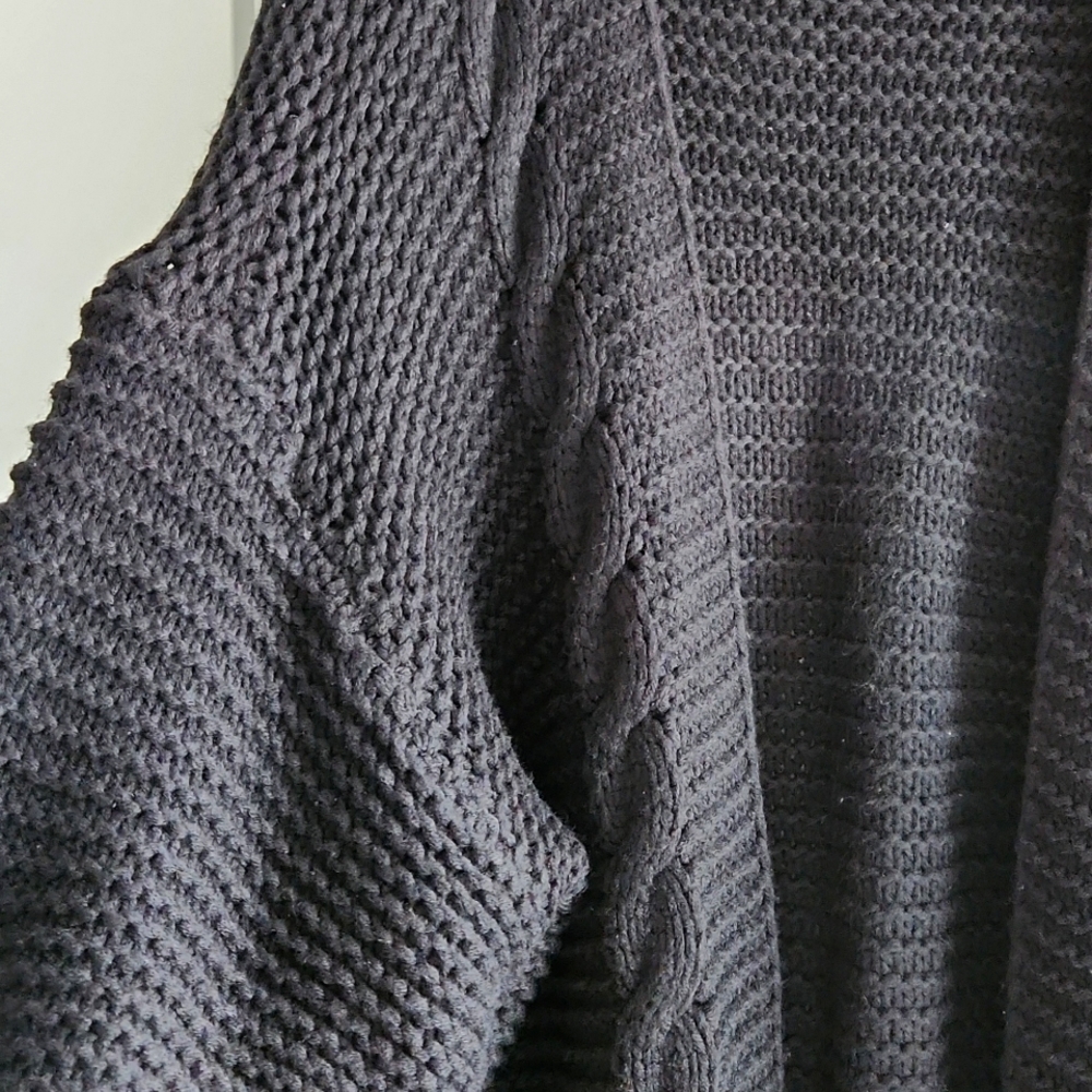 SHEIN Oversized Black Knit Open-front Cardigan, Size M - Picture 7 of 10